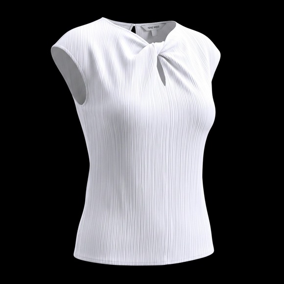 Nine West Tops - Nine West White Plisse Twist Neck Sleeveless Blouse Top Large RN73277